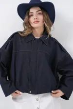 Kadın Kot Bomber Ceket 0737 - Lacivert