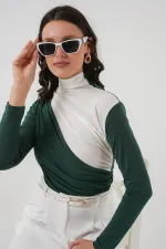 940 Gathered Detail Sandy Blouse - Emerald Green