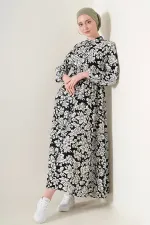 Robe hijab à col mandarin 2144 - Noire