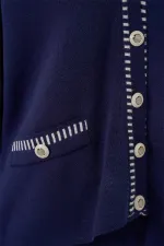 Kadın Nakışlı Triko Hırka Pantolon İkili Takım 15963 - Lacivert