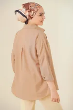 103901 Oversize Basic Hijab Shirt - Camel