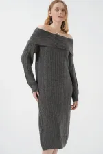 Robe en maille oversize à col Madonna 15920 - Anthracite