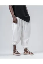 Men's White Elastic Waist and Leg Loose Cut Jogger Sweatpants HZL24S-MXC8989-311