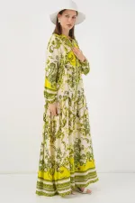 Robe longue hijab à motifs pour femme 2585 - Vert foncé