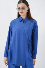 Kadın Bağcıklı Tunik Pantolon İkili Takım 6752 - İndigo