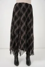 Jupe asymétrique en mousseline pour femme 8056 - Noire