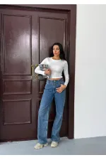 Kadın Beyaz Sırt Dekolteli  Uzun Kollu Sandy Bluz HZL25W-FRY123381