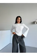 Kadın Beyaz Drape Detaylı İspanyol Kol Sany Bluz HZL25W-FRY123431
