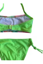 Girl Neon Green Patterned 2-8 Years Strapless Bikini Set HZL24S-LC3652