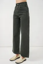 Women's Wide Leg High Waist Palazzo Jeans 6656 - Green