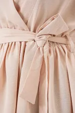 Chemisier beige croisé à ceinture élastique pour femme HZL25S-BD19661