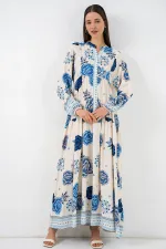 Women's Patterned Long Hijab Dress 2585 - C.Saks