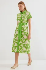 Robe-chemise à motifs 2455 - Verte