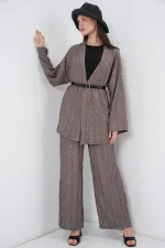 Women's Kimono Pants Two-Piece Set 30078 - Dark Gray