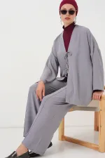 Ensemble deux pièces pantalon kimono Ayrobin pour femme 6739 - Gris