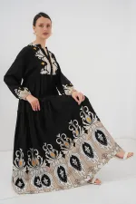 Robe hijab à motifs authentiques 2423 - Noir 6