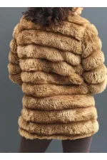 Kadın Camel Şık Peluş Suni Kürk Ceket HZL23W-DSB110061