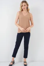 Chemisier sans manches à col en V 950 - Biscuit