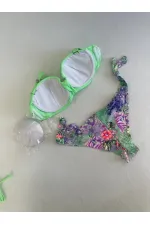 Kadın Yeşil Taş İşlemeli 3 Parça Bikini Takım HZL25S-LC3315