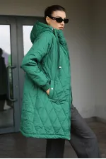 5138 Quilted Long Puffer Jacket - Emerald Green