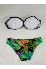 Kadın Siyah Taş İşlemeli Toka Aksesuarlı Astarlı Bikini Takım HZL25S-LC208