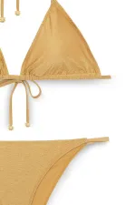 Ensemble bikini triangle dos nu pailleté doré pour femme HZL25S-LC5005