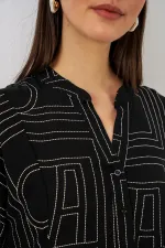 Robe longue hijab à motifs pour femme 2585 - Noir 10