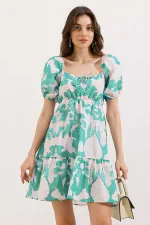 2351 Kloş Poplin Elbise - D. Mint