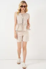 Kadın Önü Bağlamalı Bluz 961 - Bisküvi