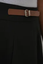 Jupe courte mini ceinturée pour femme 4335 - Noire