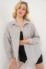 3900 Oversize Long Basic Shirt - Light Gray