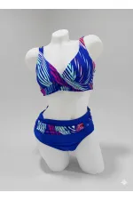 Ensemble bikini doublé bleu multicolore grande taille pour femme HZL25S-LC21202