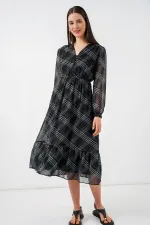 Robe en mousseline à motifs 2137 - Gris clair