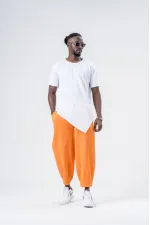 Pantalon de jogging ample orange pour homme, taille et jambes élastiques, HZL24S-MXC8989-341