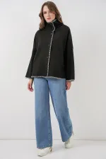 Kadın Nakışlı Kaşe Ceket 9167 - Siyah