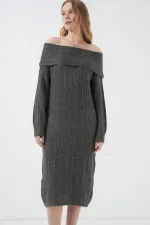 Robe en maille oversize à col Madonna 15920 - Anthracite