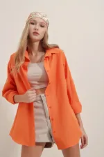 3900 Oversize Long Basic Shirt - Orange