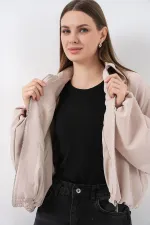 Veste zippée oversize pour femme 0735 - Crème