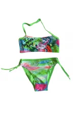 Girl Neon Green Patterned 2-8 Years Strapless Bikini Set HZL24S-LC3652