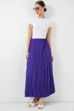 Jupe longue froissée pour femme 8042 - Violet