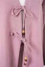 Kimono deux pièces en lin pour femme 6727 - Rose