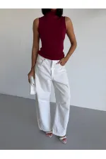Kadın Bordo Balıkçı Yaka Sıfır Kol Sandy Crop Bluz HZL26S-FRY123931 Kadın Bordo Balıkçı Yaka Sıfır Kol Sandy Crop Bluz HZL26S-FRY123931