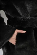 Kadın Peluş Kürk Mont 5234 - Siyah