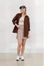 Kadın Çikolata Oversize Uzun Basic Gömlek Hzl22w-bd139001