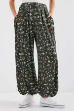 6665 Desenli Şalvar Pantolon - Haki