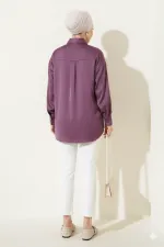 Chemise hijab lilas satinée pour femme HZL25W-BD139641