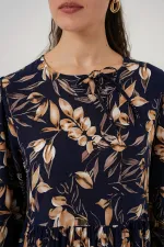 1947 Desenli Uzun Elbise - M. Lacivert