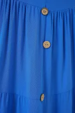 Robe courte boutonnée sans manches pour femme 2571 - Bleu marine