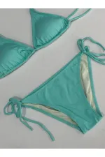 Ensemble bikini triangle dos nu vert aqua pour femme HZL25S-LC5005