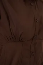 20231 Slim Fit Poplin Shirt - Brown